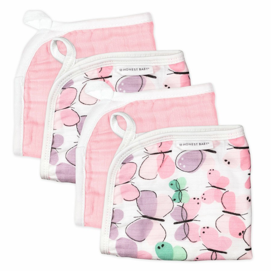 Bath Honest Baby Clothing | 4-Pack Organic Cotton Triple-Layer Woven Washcloths