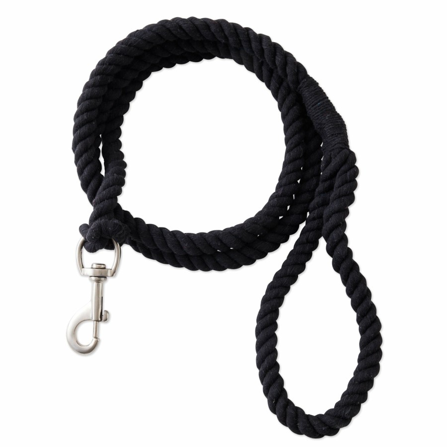 Pet Honest Baby Clothing | Simple Twisted Cotton Leash With Handle Black