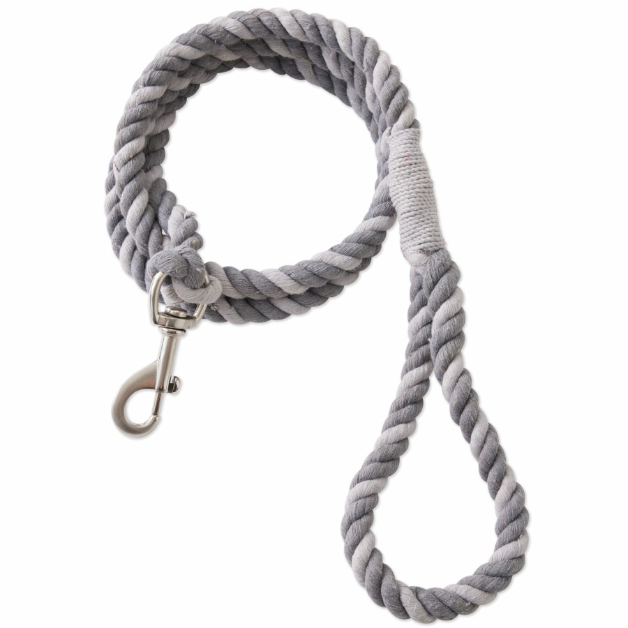 Pet Honest Baby Clothing | Simple Twisted Cotton Leash With Handle Light Gray/ Dark Gray