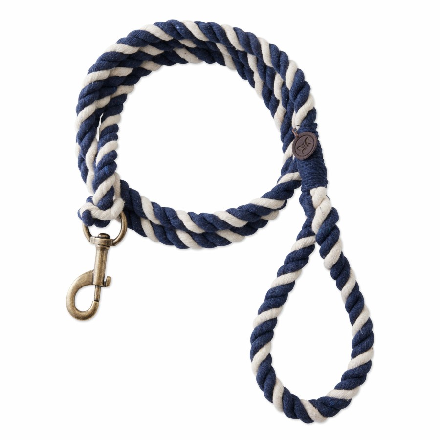 Pet Honest Baby Clothing | Simple Twisted Cotton Leash With Handle Navy/Natural