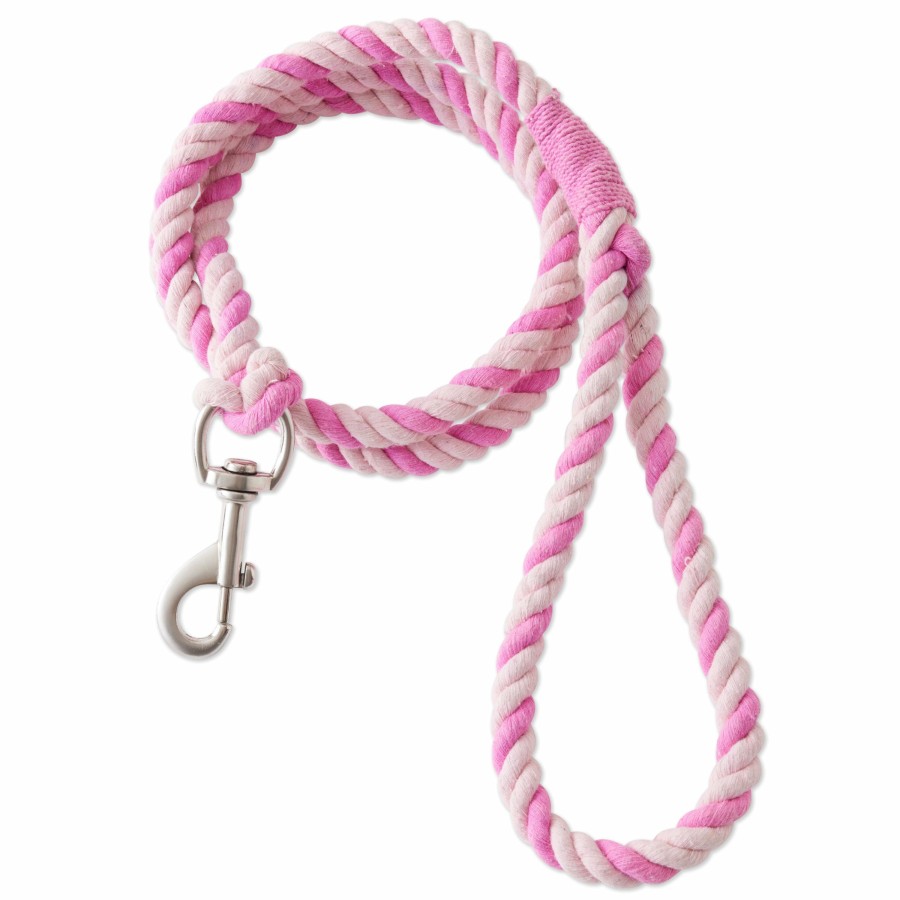 Pet Honest Baby Clothing | Simple Twisted Cotton Leash With Handle Soft Pink/Bright Pink