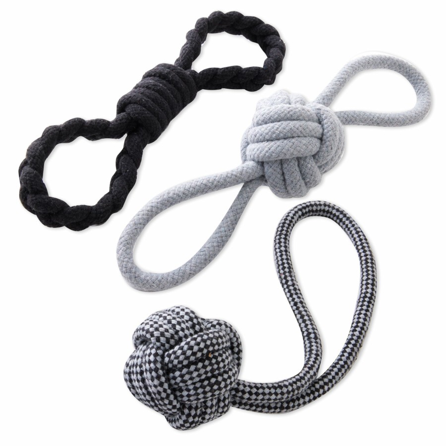 Pet Honest Baby Clothing | 3-Pack Rope Pull Toys Black/Gray