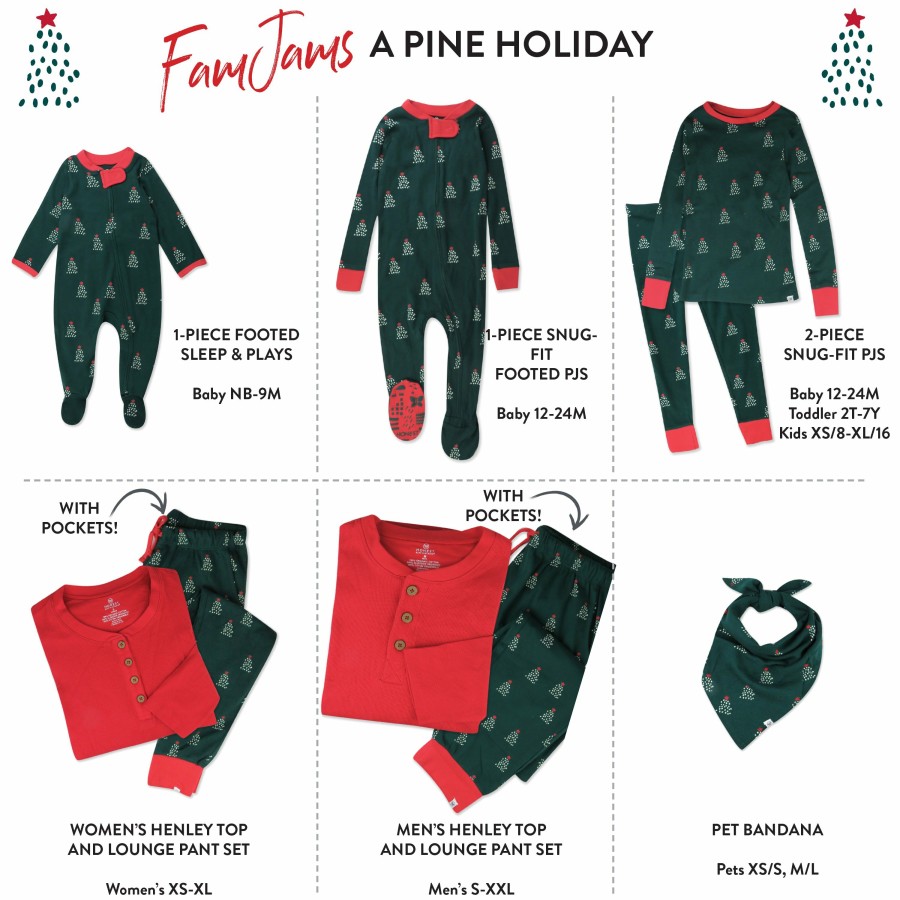 Pet Honest Baby Clothing | Organic Cotton Holiday Matching Family Pajamas A Pine Holiday