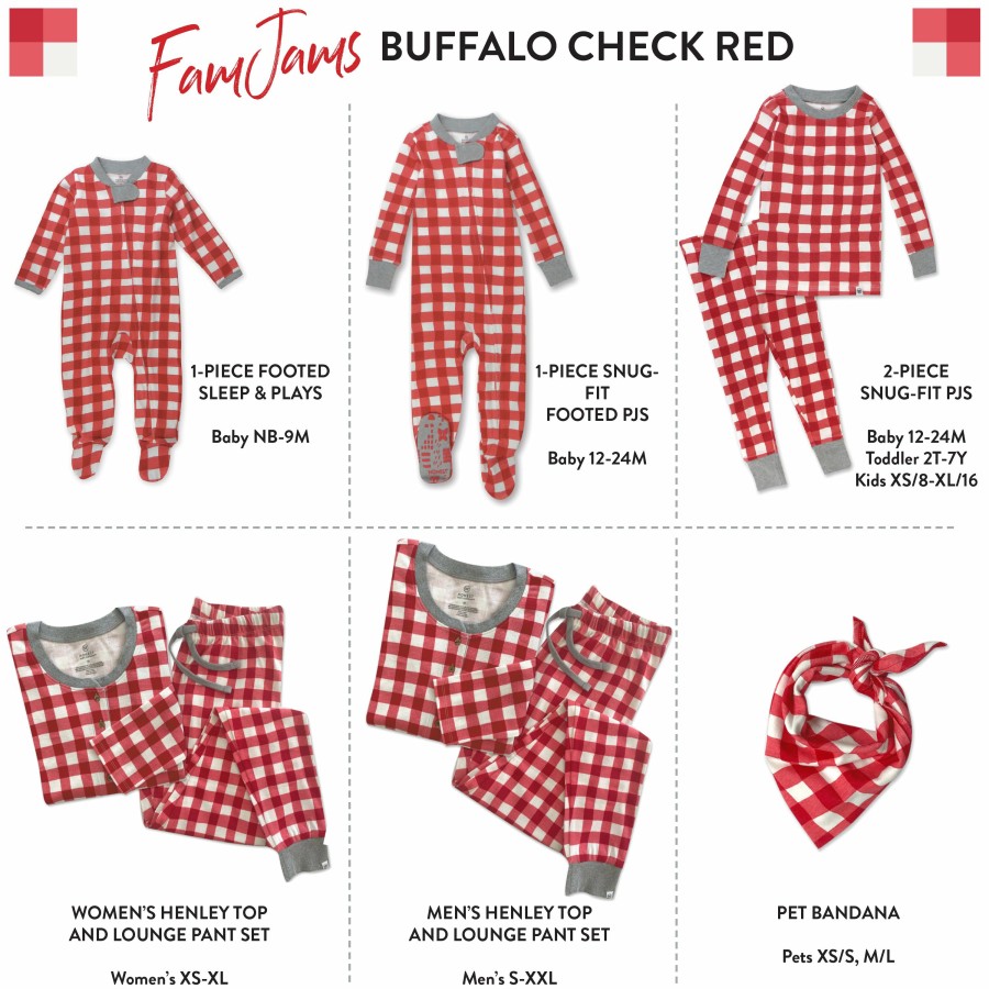 Pet Honest Baby Clothing | Organic Cotton Holiday Matching Family Pajamas Painted Buffalo Check Red