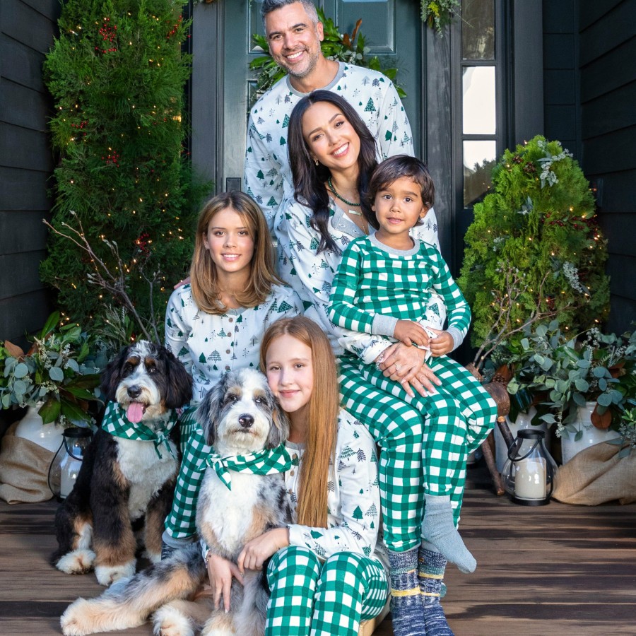 Pet Honest Baby Clothing | Organic Cotton Holiday Matching Family Pajamas Painted Buffalo Emerald