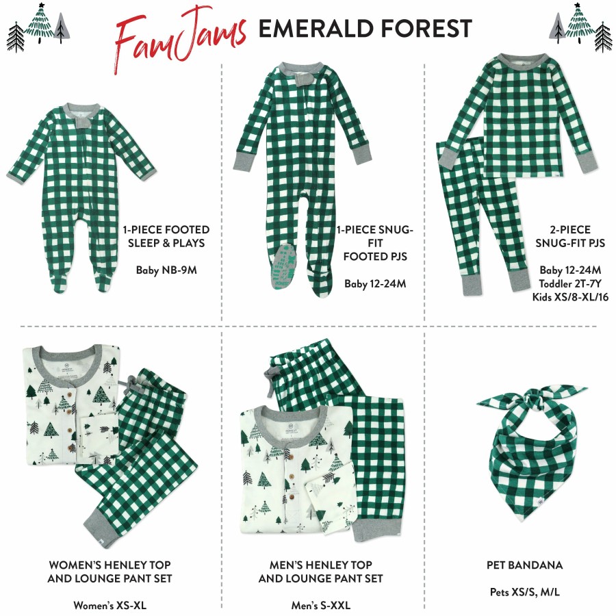 Pet Honest Baby Clothing | Organic Cotton Holiday Matching Family Pajamas Painted Buffalo Emerald