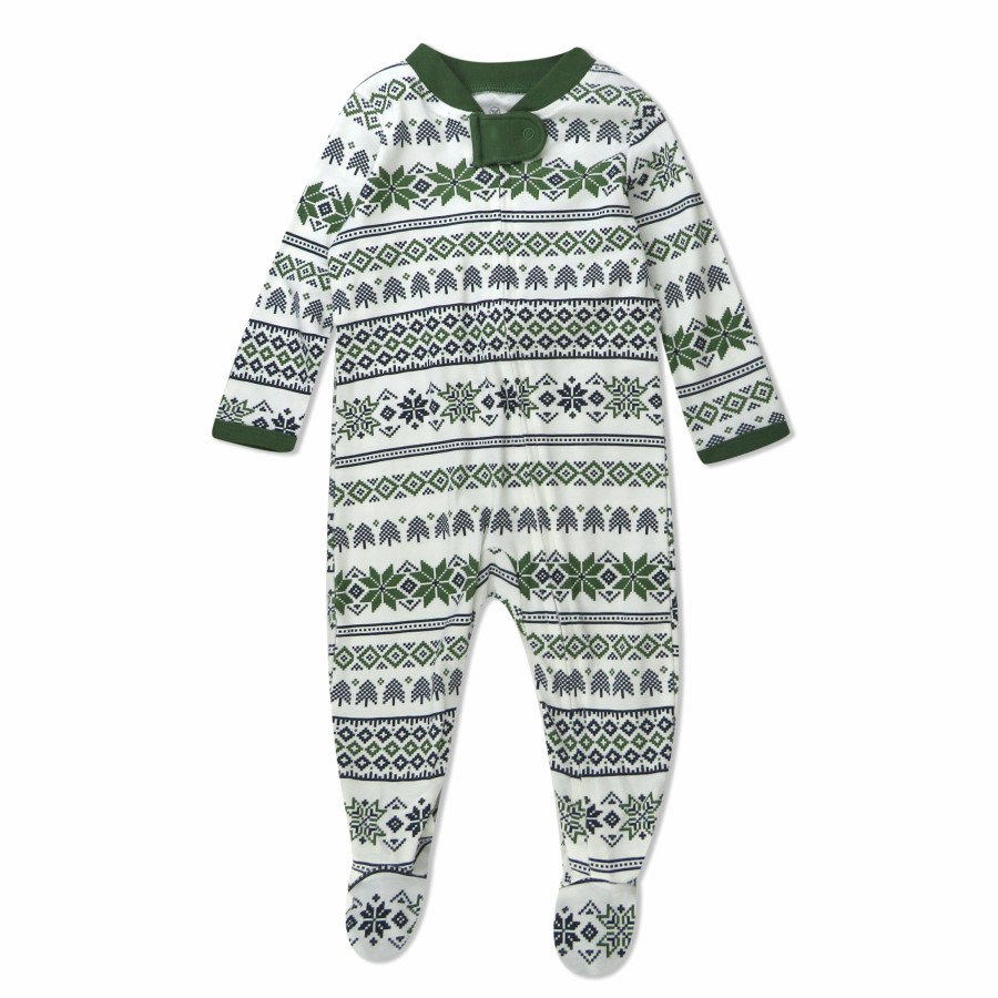 Baby (0-24M) Honest Baby Clothing | Organic Cotton Holiday Sleep & Play Fair Isle Green