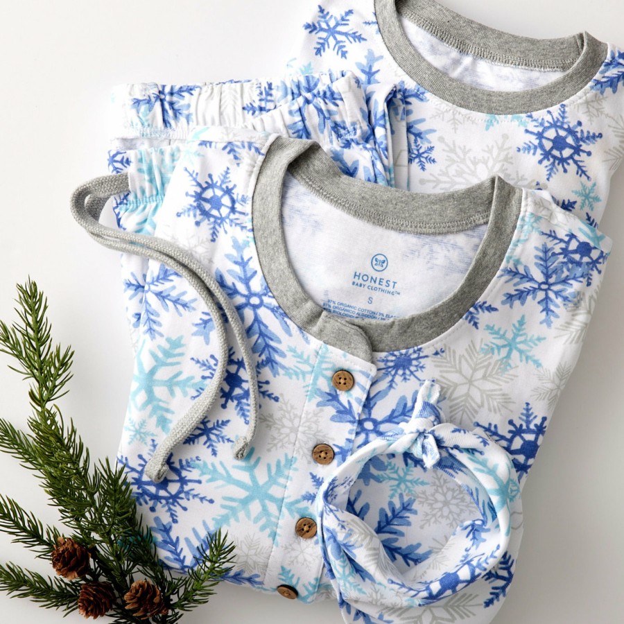 Pet Honest Baby Clothing | Organic Cotton Holiday Matching Family Pajamas Falling Snowflakes