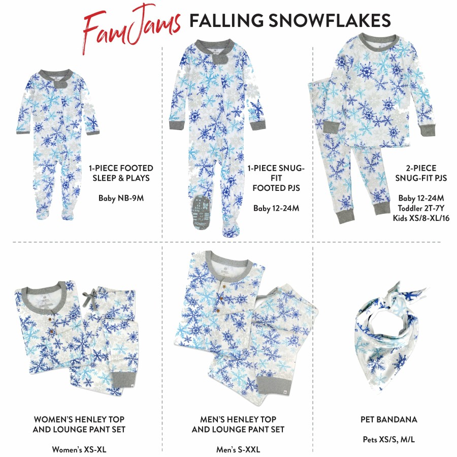 Pet Honest Baby Clothing | Organic Cotton Holiday Matching Family Pajamas Falling Snowflakes