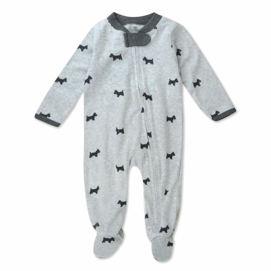 Baby (0-24M) Honest Baby Clothing | Organic Cotton Sleep & Play Scotty Dog Light Heather Gray