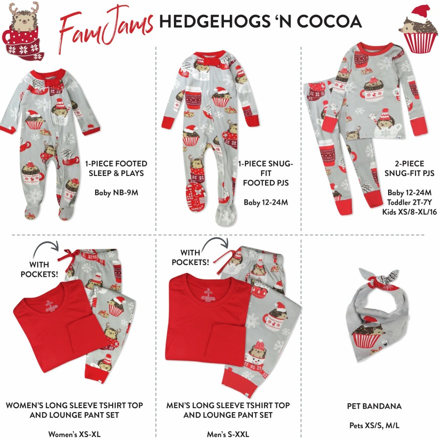 Pet Honest Baby Clothing | Organic Cotton Holiday Matching Family Pajamas Hedgehog & Cocoa