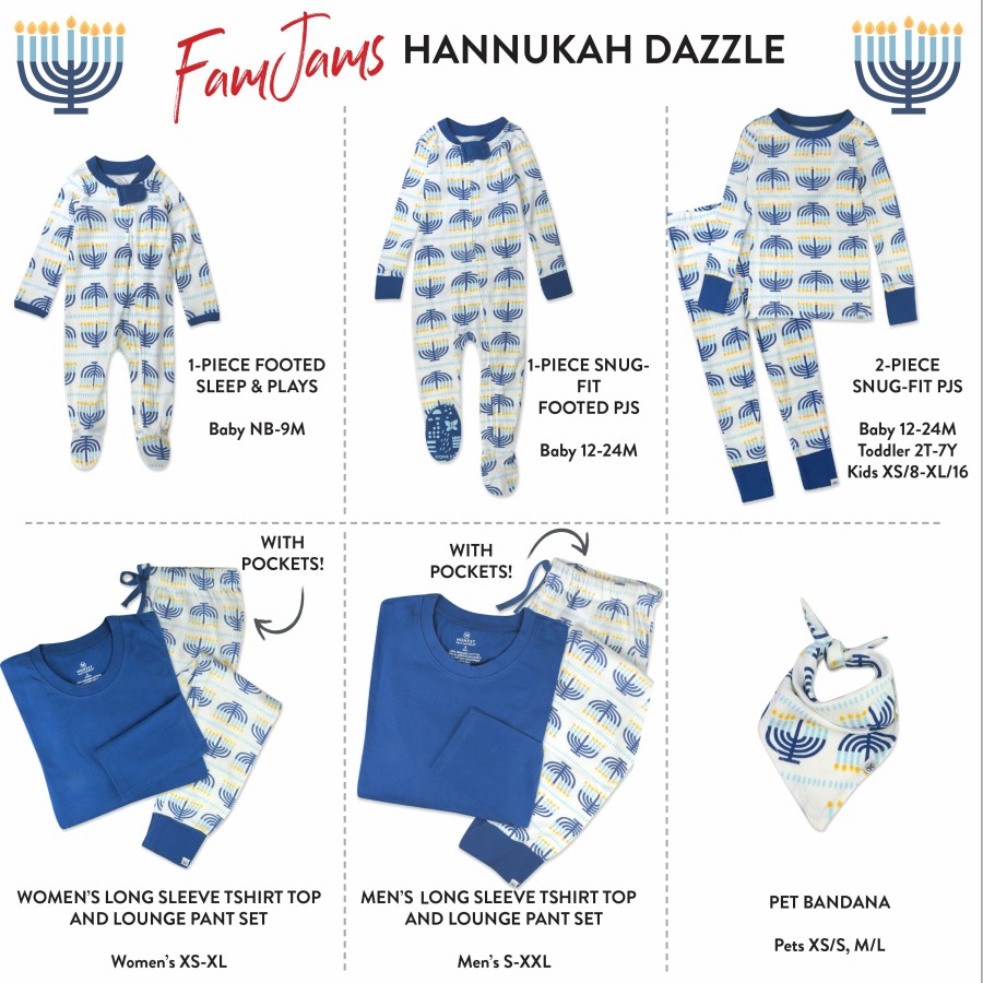 Pet Honest Baby Clothing | Organic Cotton Holiday Matching Family Pajamas Hanukkah Dazzle