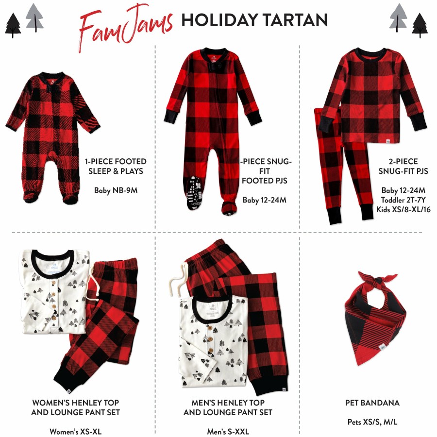 Pet Honest Baby Clothing | Organic Cotton Holiday Matching Family Pajamas Holiday Tartan