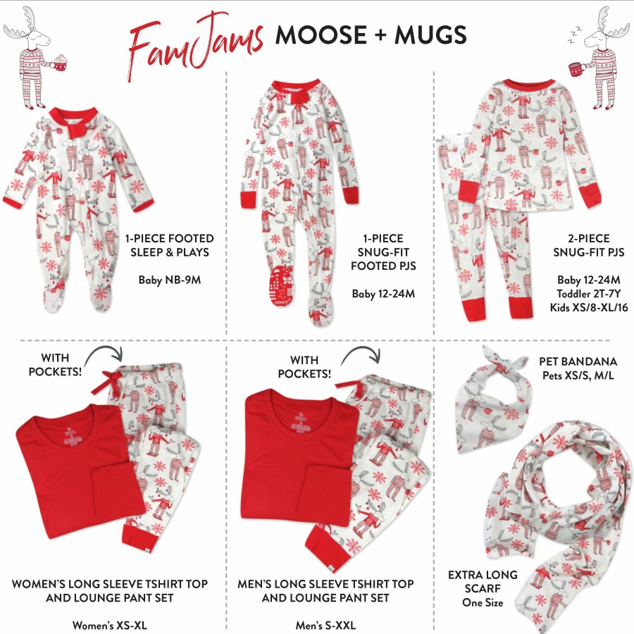 Pet Honest Baby Clothing | Organic Cotton Holiday Matching Family Pajamas Moose & Mugs