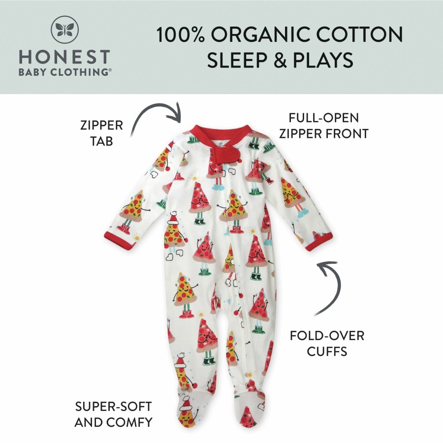 Baby (0-24M) Honest Baby Clothing | Organic Cotton Holiday Sleep & Play Pizza Joy