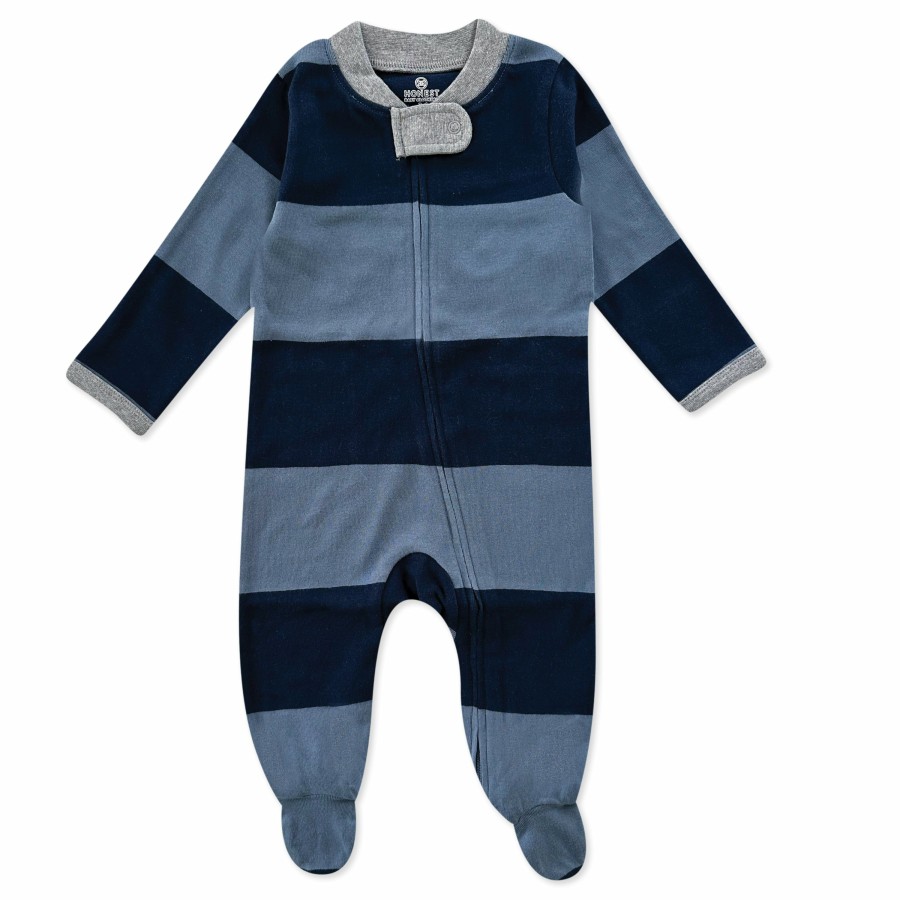 Baby (0-24M) Honest Baby Clothing | Organic Cotton Sleep & Play Rugby Stripe Navy