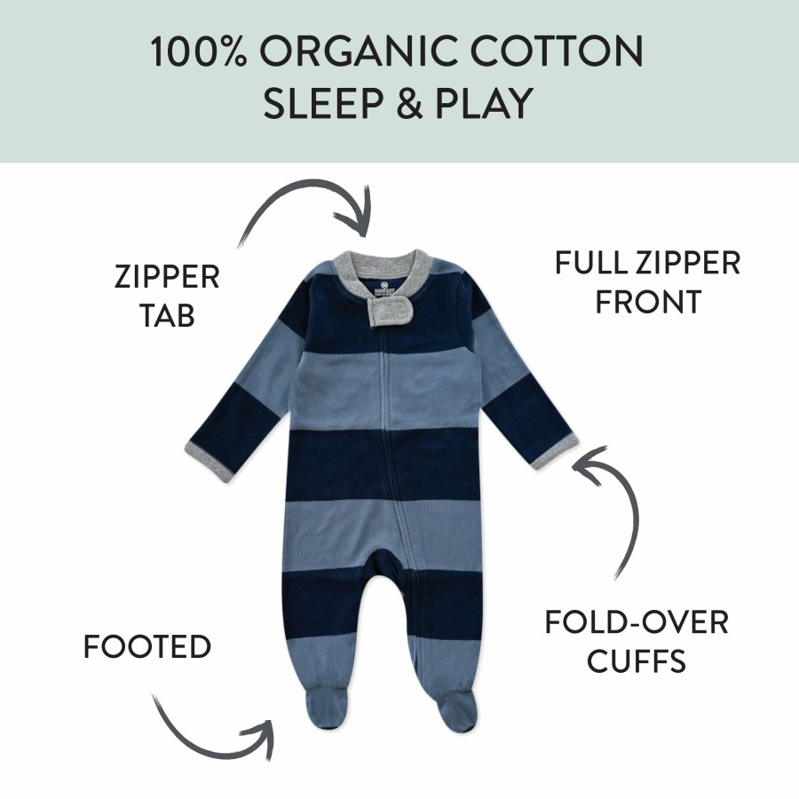 Baby (0-24M) Honest Baby Clothing | Organic Cotton Sleep & Play Rugby Stripe Navy