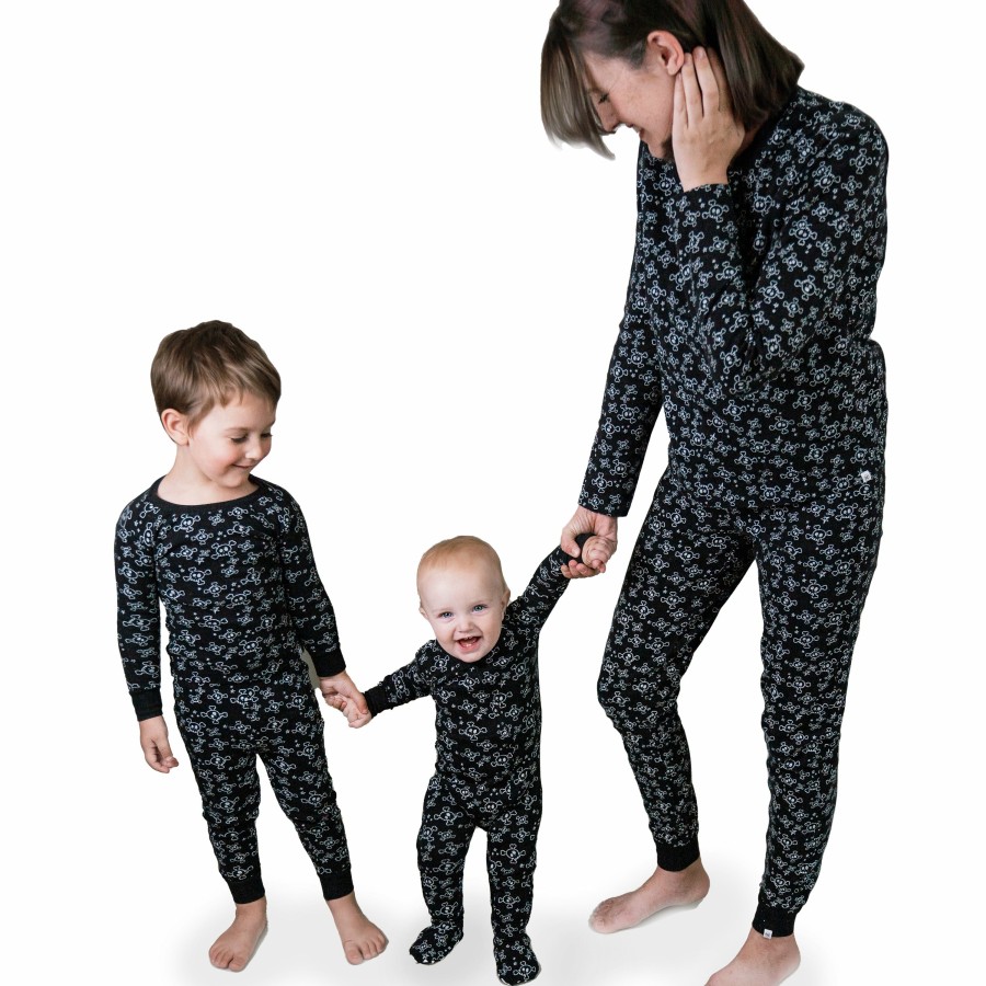 Pet Honest Baby Clothing | Organic Cotton Holiday Matching Family Pajamas Tossed Skulls Black