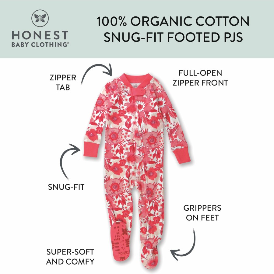 Baby (0-24M) Honest Baby Clothing | Organic Cotton Snug-Fit Footed Pajamas Jumbo English Garden