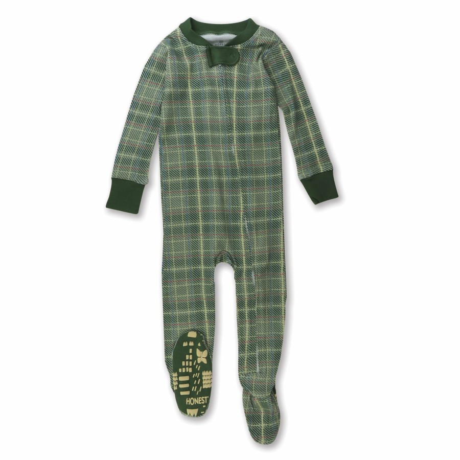 Baby (0-24M) Honest Baby Clothing | Organic Cotton Snug-Fit Footed Pajamas Loden Plaid