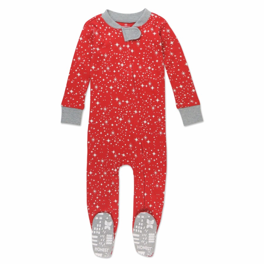 Baby (0-24M) Honest Baby Clothing | Organic Cotton Holiday Snug-Fit Footed Pajama Twinkle Star Red