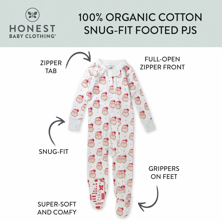 Baby (0-24M) Honest Baby Clothing | Organic Cotton Holiday Snug-Fit Footed Pajama Ho Ho Ho