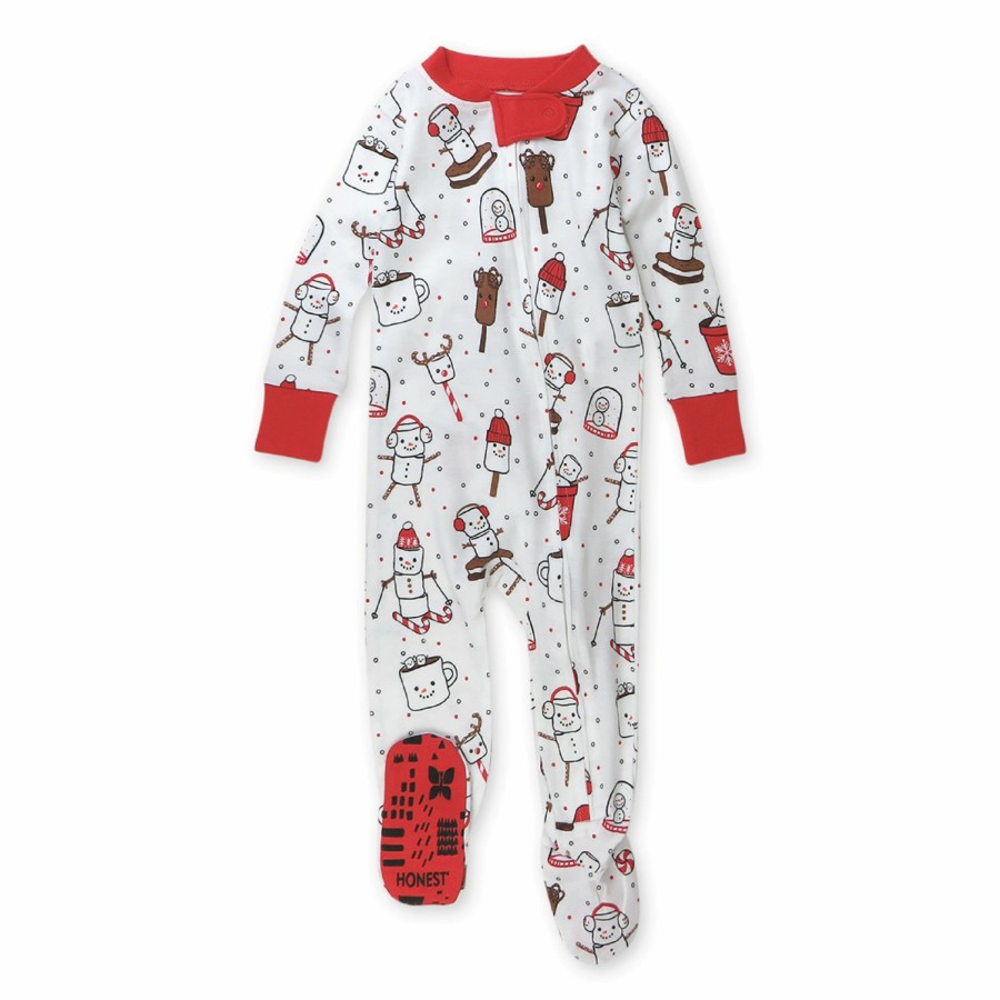 Baby (0-24M) Honest Baby Clothing | Organic Cotton Holiday Snug-Fit Footed Pajama Ooie Gooie Holiday