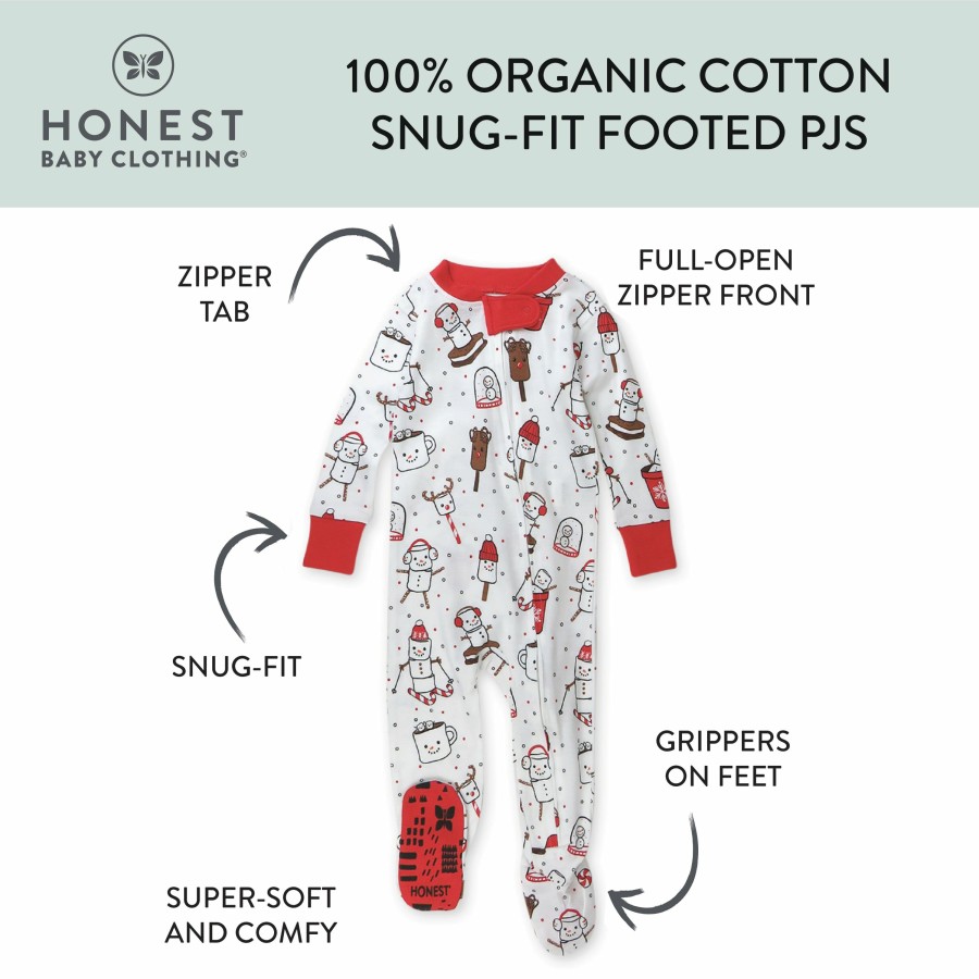 Baby (0-24M) Honest Baby Clothing | Organic Cotton Holiday Snug-Fit Footed Pajama Ooie Gooie Holiday