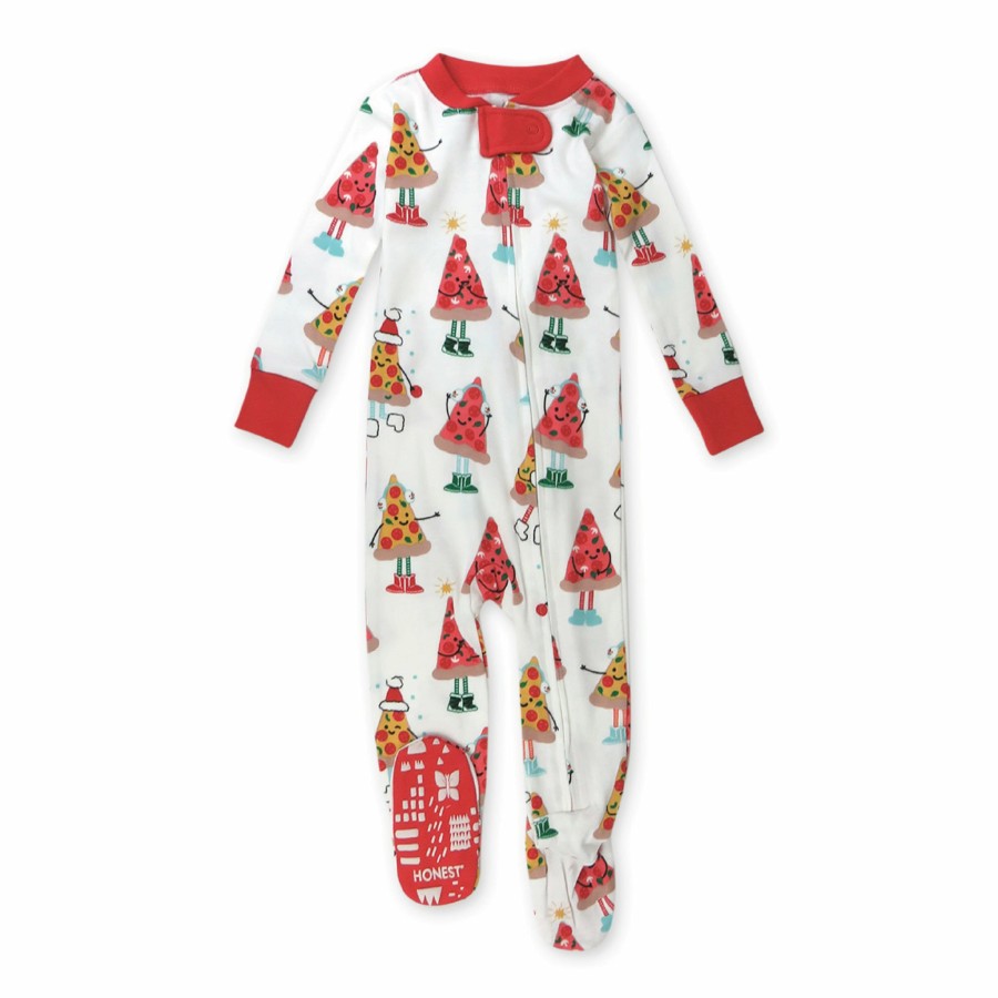 Baby (0-24M) Honest Baby Clothing | Organic Cotton Holiday Snug-Fit Footed Pajama Pizza Joy