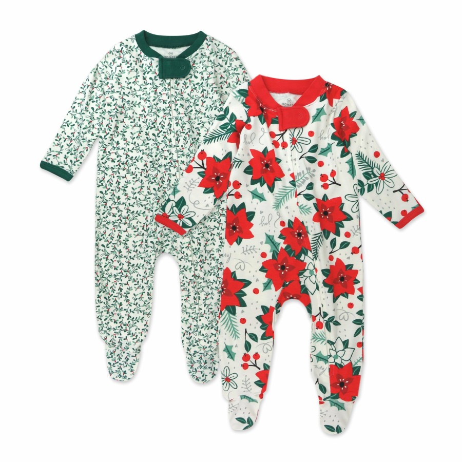 Baby (0-24M) Honest Baby Clothing | 2-Pack Organic Cotton Holiday Sleep & Plays Holiday Floral