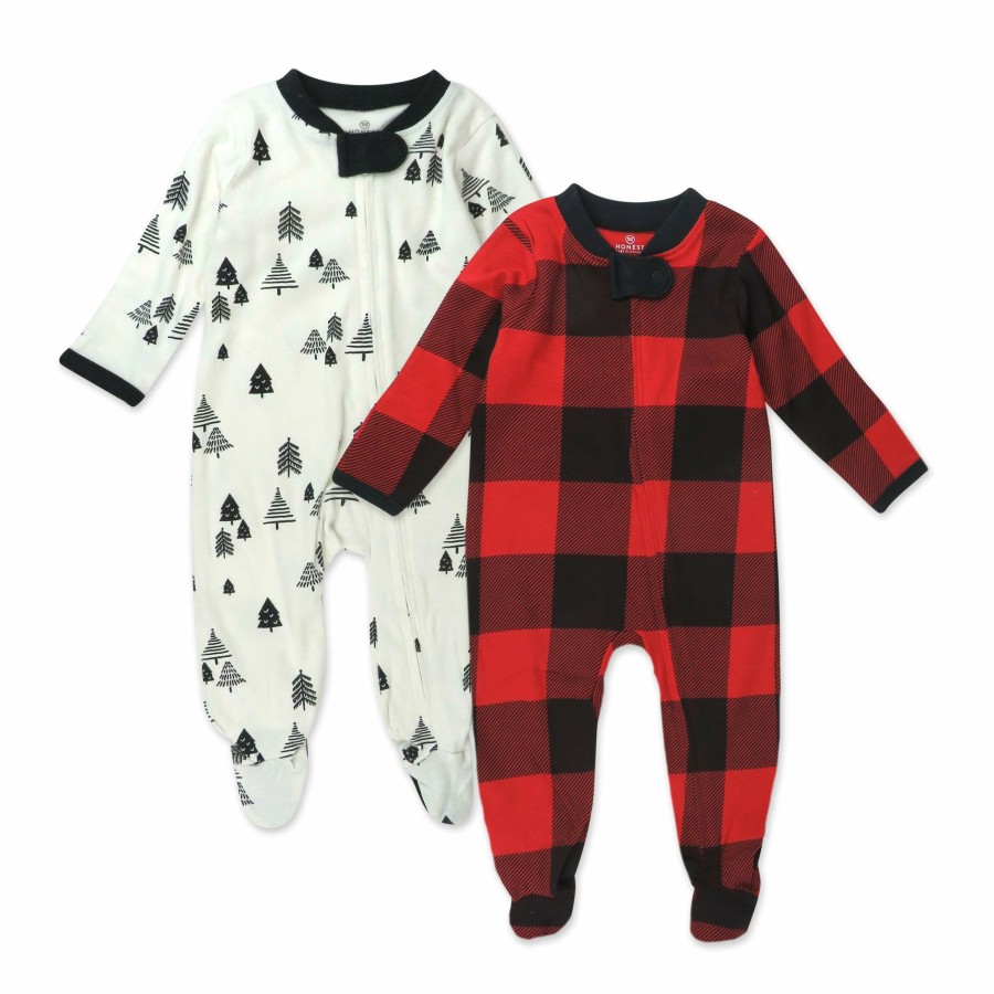 Baby (0-24M) Honest Baby Clothing | 2-Pack Organic Cotton Holiday Sleep & Plays Holiday Tartan