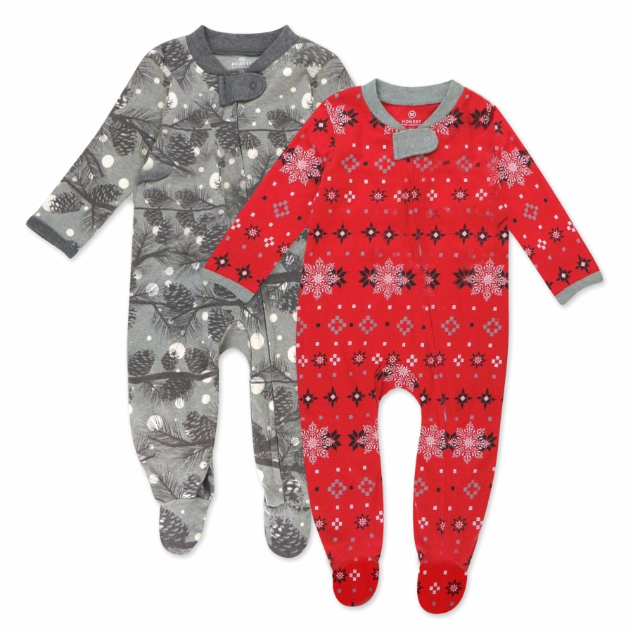 Baby (0-24M) Honest Baby Clothing | 2-Pack Organic Cotton Holiday Sleep & Plays Night Pine