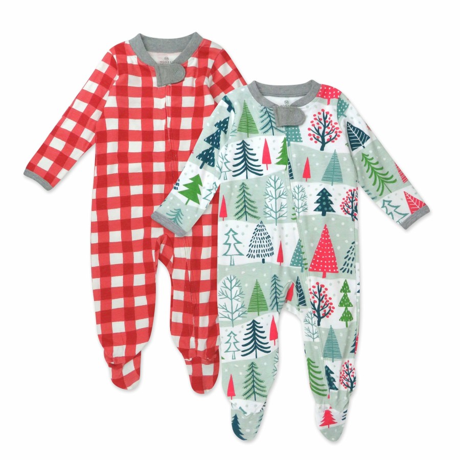 Baby (0-24M) Honest Baby Clothing | 2-Pack Organic Cotton Holiday Sleep & Plays Feelin' Pine