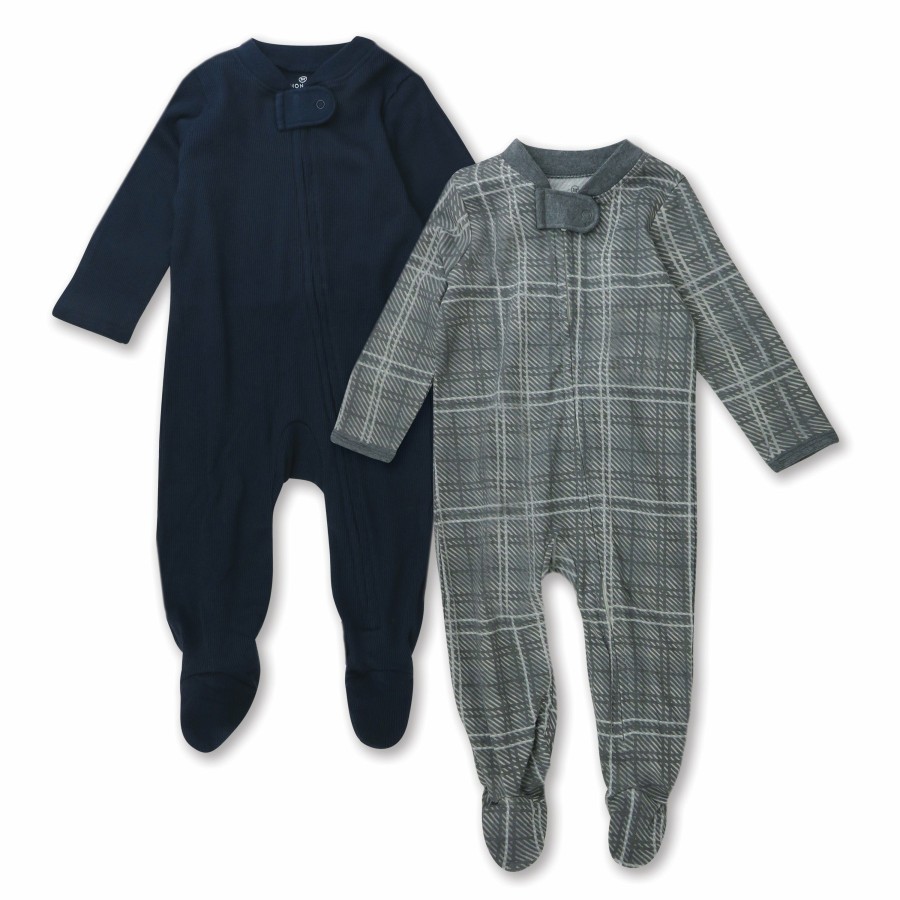 Baby (0-24M) Honest Baby Clothing | 2-Pack Organic Cotton Sleep & Plays Gray Plaid