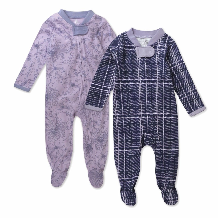 Baby (0-24M) Honest Baby Clothing | 2-Pack Organic Cotton Sleep & Plays Purple Plaid