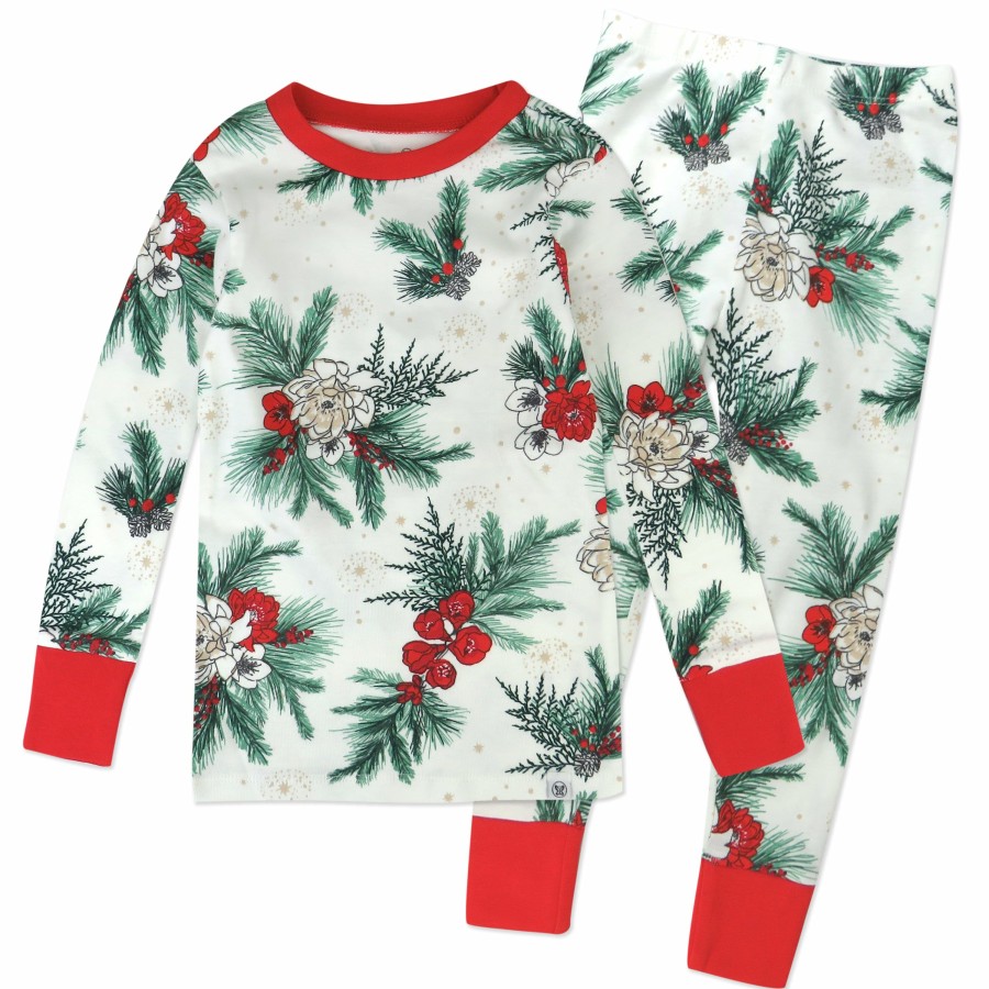 Baby (0-24M) Honest Baby Clothing | 2-Piece Organic Cotton Holiday Pajama Holiday Pine Floral