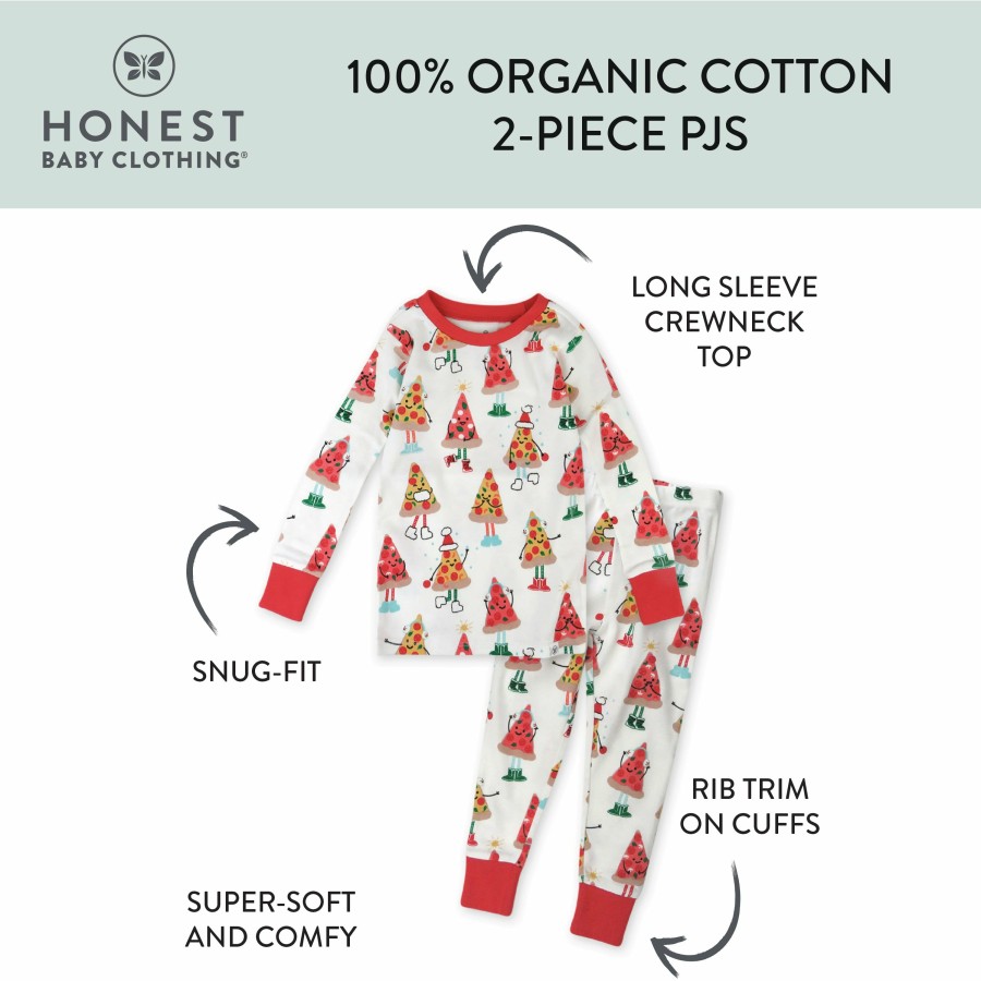 Baby (0-24M) Honest Baby Clothing | 2-Piece Organic Cotton Holiday Pajama Pizza Joy