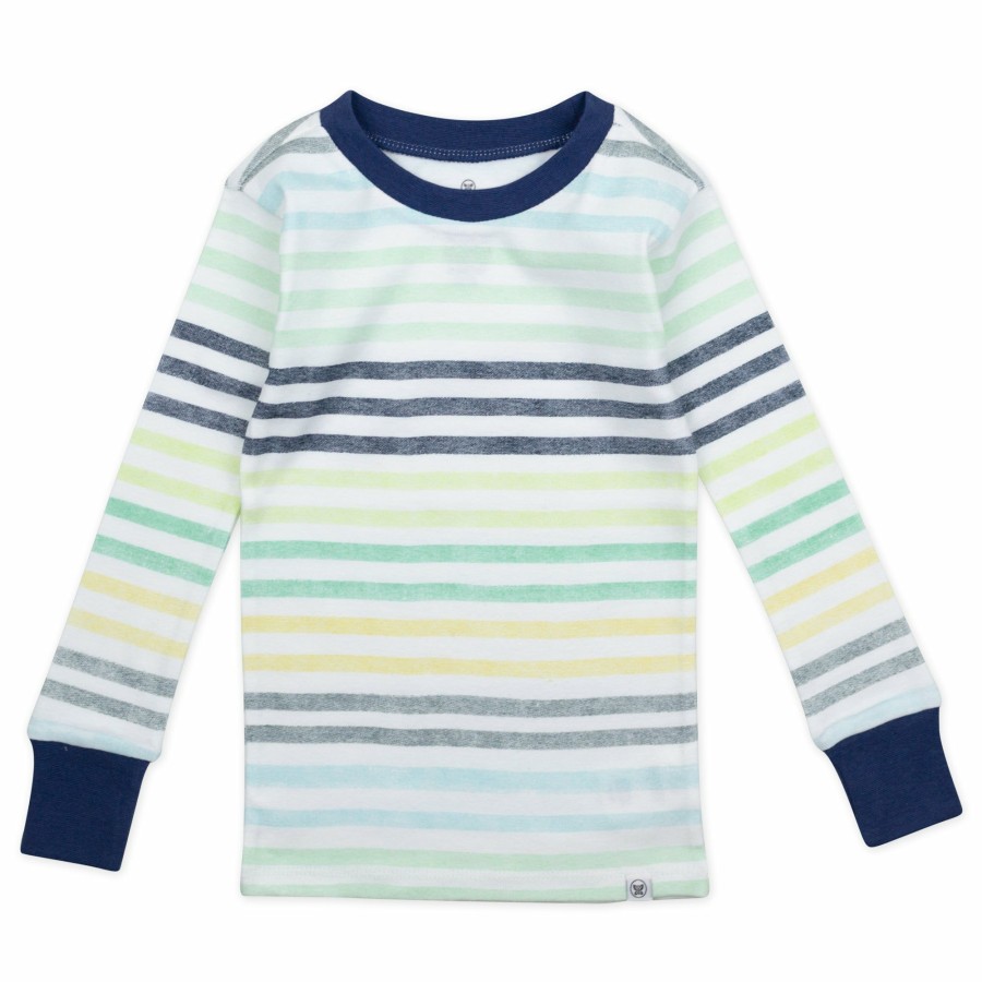 Rainbow Honest Baby Clothing | 2-Piece Organic Cotton Pajamas Rainbow Stripe Blues