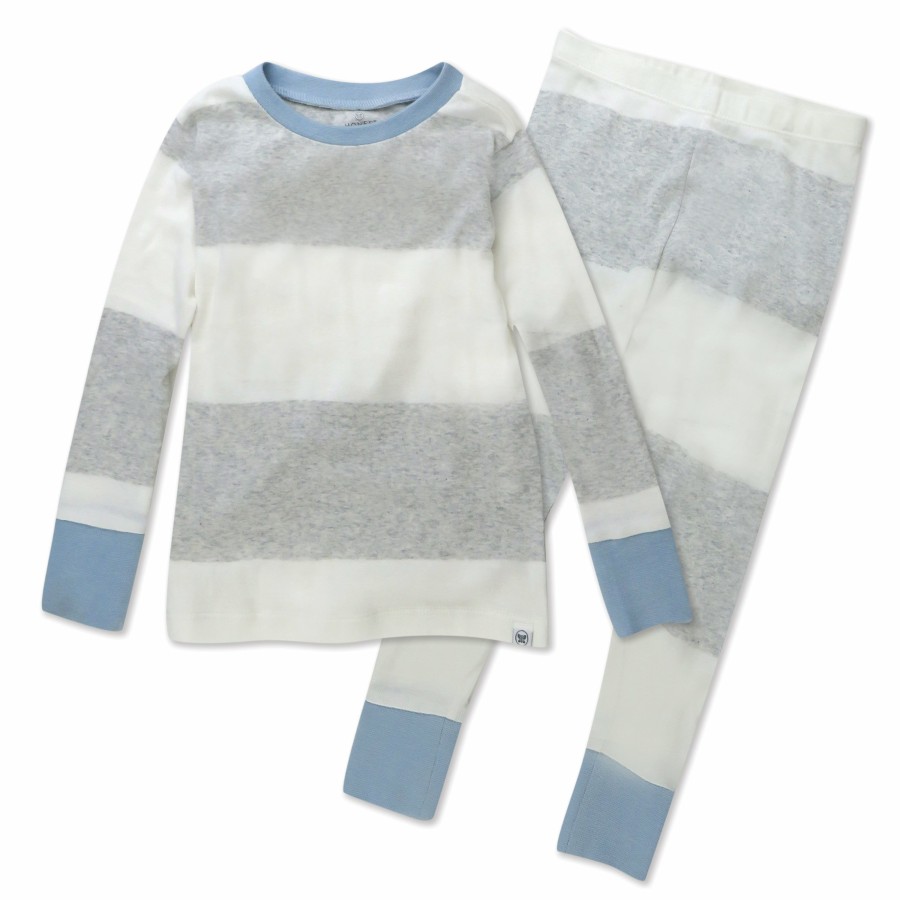 Baby (0-24M) Honest Baby Clothing | 2-Piece Organic Cotton Pajamas Rugby Stripe Light Heather Gray