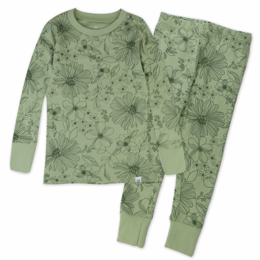 Baby (0-24M) Honest Baby Clothing | 2-Piece Organic Cotton Pajamas Sketchy Floral Sage