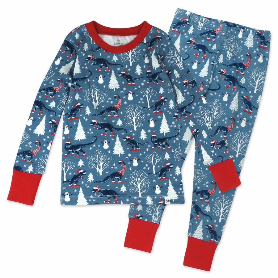 Baby (0-24M) Honest Baby Clothing | 2-Piece Organic Cotton Holiday Pajama Winter Dinoland