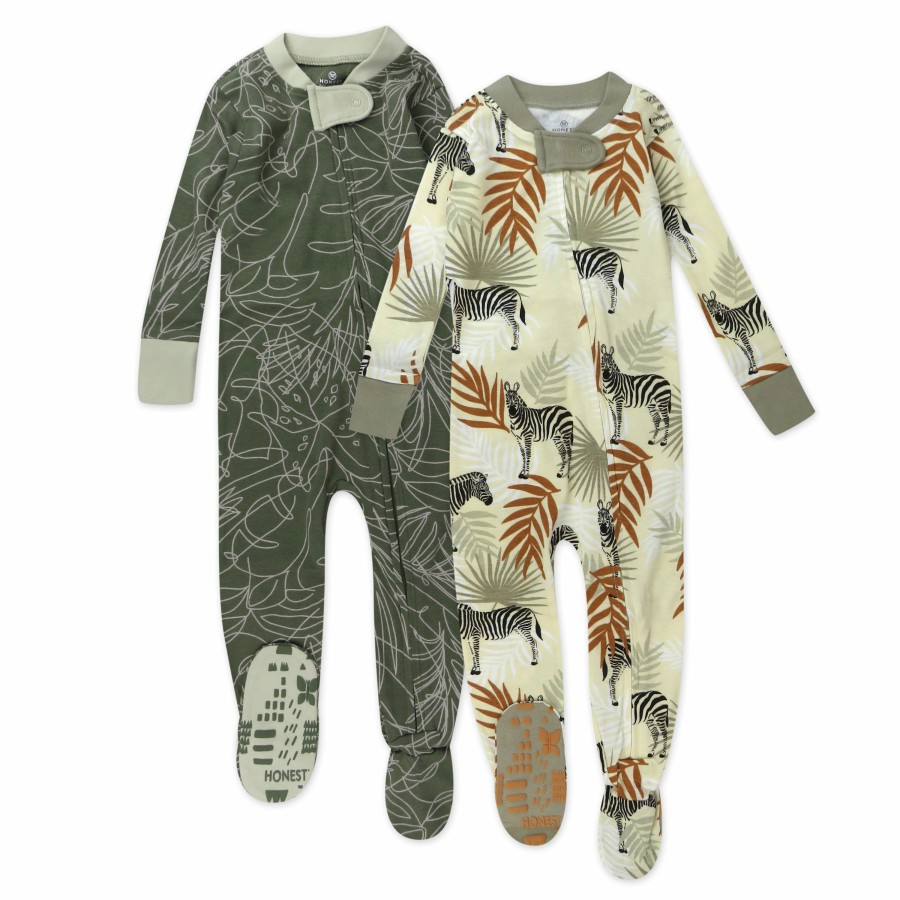 Baby (0-24M) Honest Baby Clothing | 2-Pack Organic Cotton Snug-Fit Footed Pajama Avocado Leaf