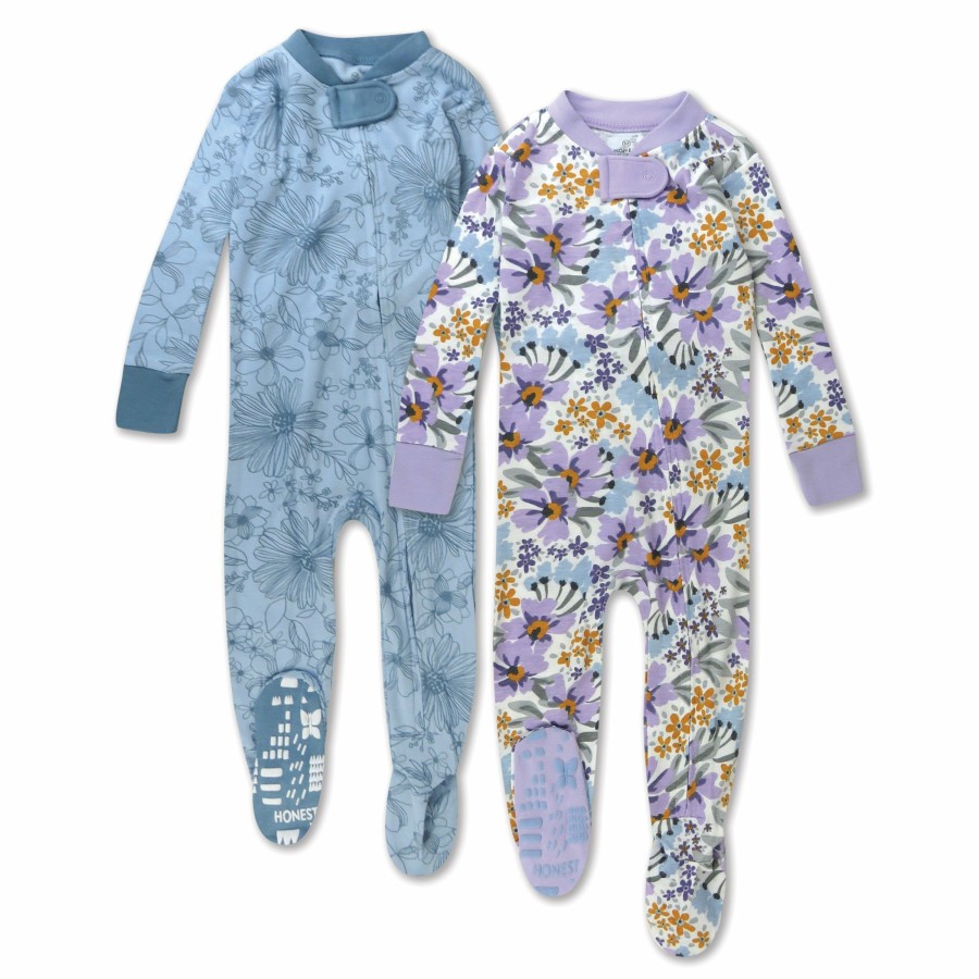 Baby (0-24M) Honest Baby Clothing | 2-Pack Organic Cotton Snug-Fit Footed Pajama Jumbo Floral Lilac