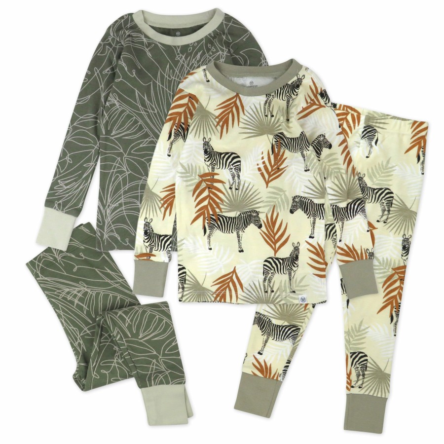 Baby (0-24M) Honest Baby Clothing | 4-Piece Long Sleeve Pj Set Avocado Leaf