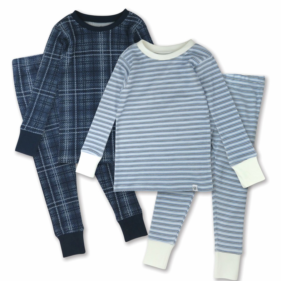 Baby (0-24M) Honest Baby Clothing | 4-Piece Long Sleeve Pj Set Blue Plaid