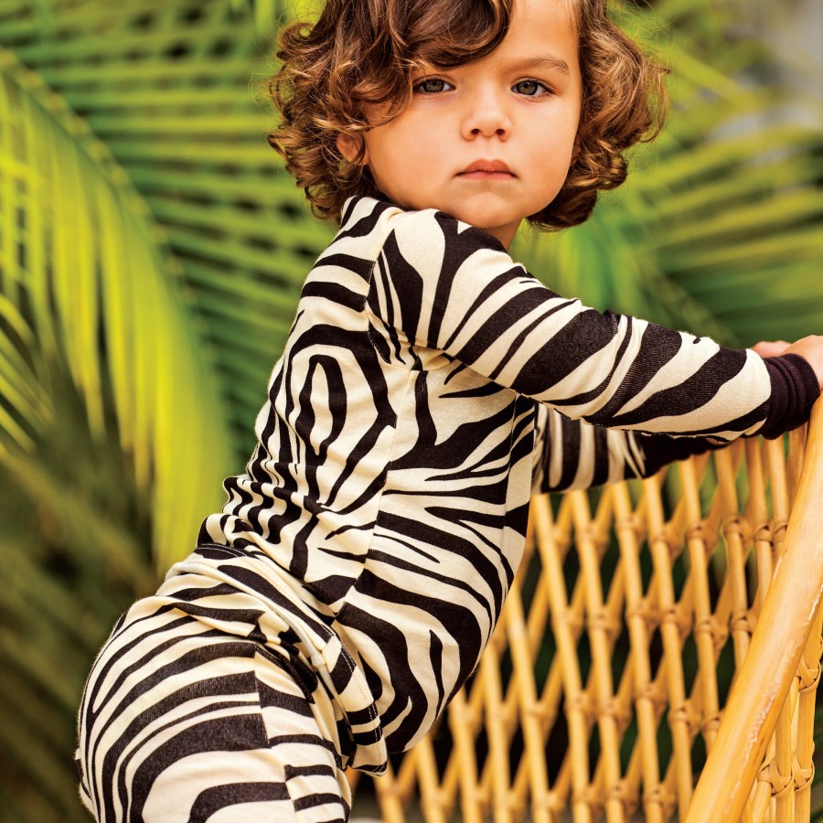 Baby (0-24M) Honest Baby Clothing | 4-Piece Long Sleeve Pj Set Brown Zebra