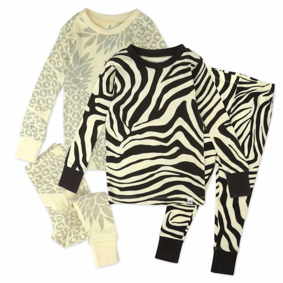 Baby (0-24M) Honest Baby Clothing | 4-Piece Long Sleeve Pj Set Brown Zebra