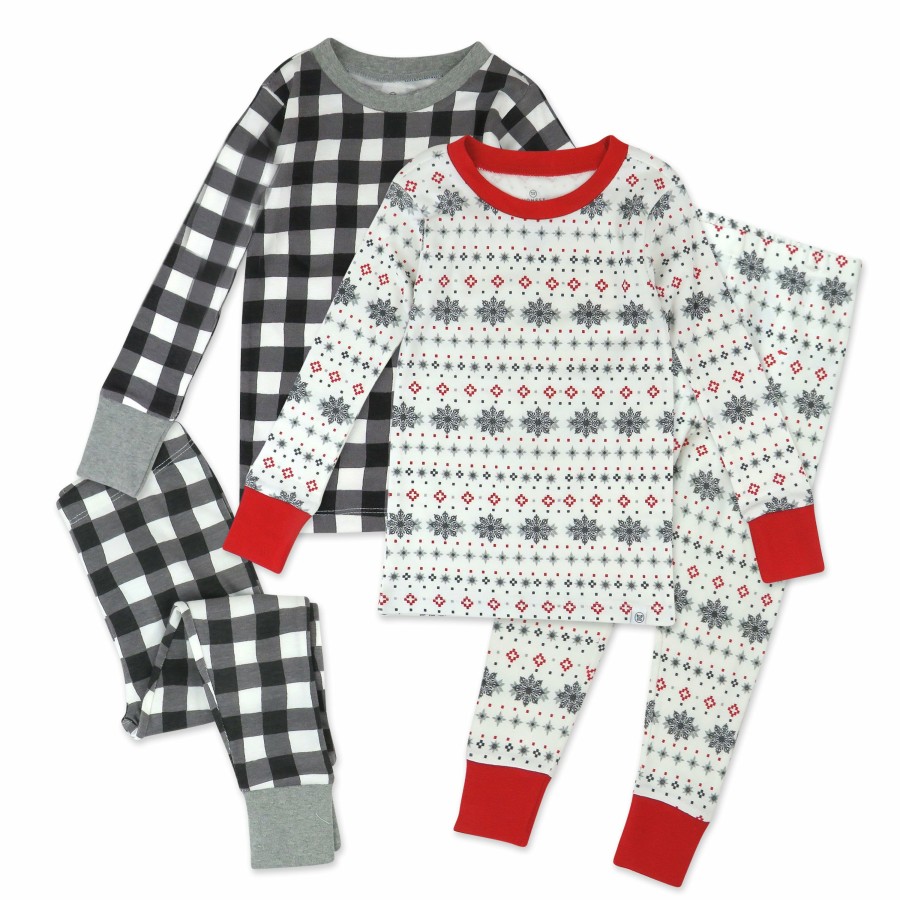 Baby (0-24M) Honest Baby Clothing | 4-Piece Organic Cotton Holiday Pj Set Fair Isle Ivory