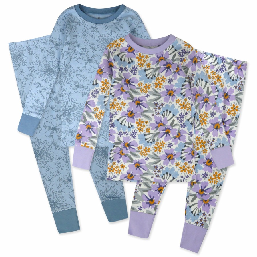 Baby (0-24M) Honest Baby Clothing | 4-Piece Long Sleeve Pj Set Jumbo Floral Lilac