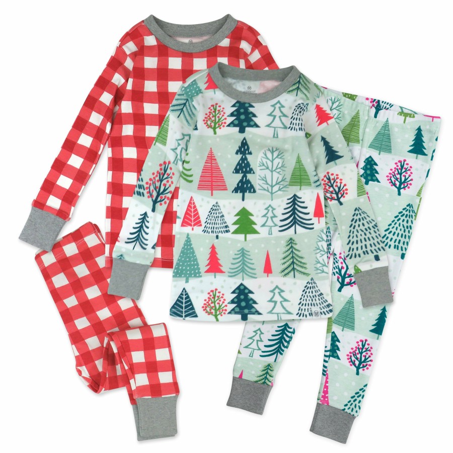 Baby (0-24M) Honest Baby Clothing | 4-Piece Organic Cotton Holiday Pj Set Feelin' Pine